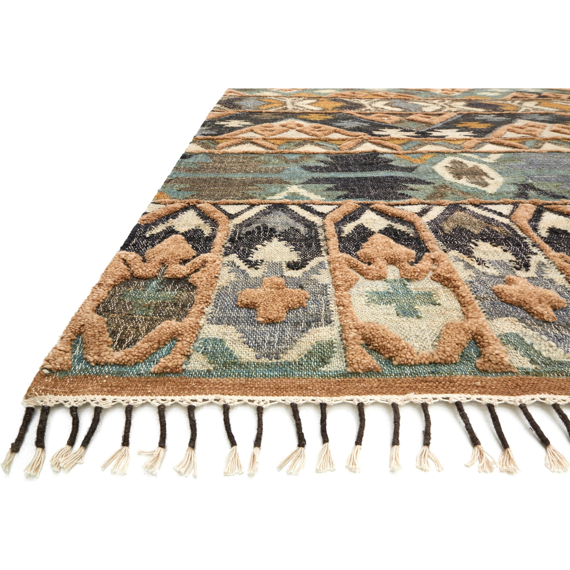 Owen OW-02 Rug by Loloi in ocean, camel. Made from jute, wool in a eclectic & global style.