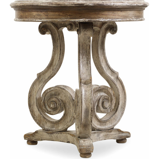 Chatelet Scroll Accent Table by Hooker Furniture in caramel froth. Made from pecan, walnut, maple veneers, resin in a traditional style.