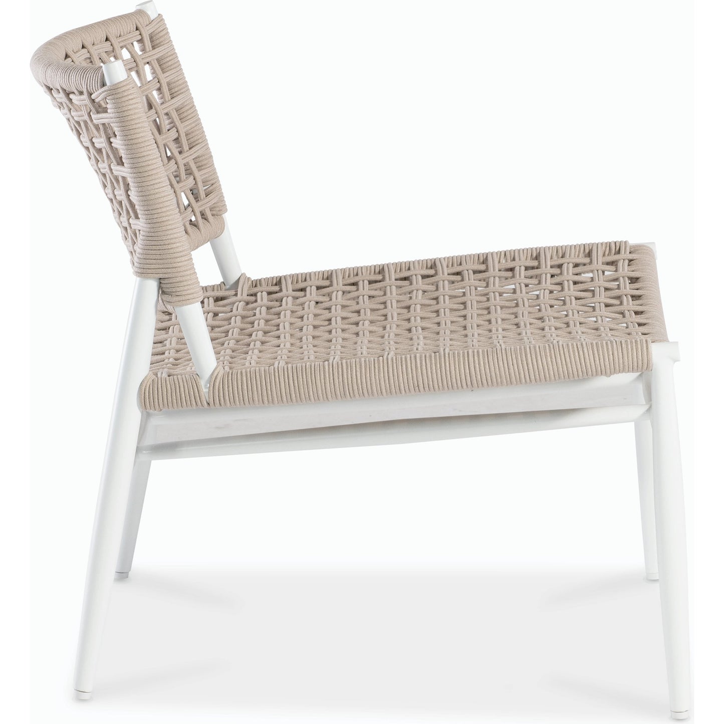 003 SI-2167186 | Additional Silo | Bahia Outdoor Cushionless Accent Chair by Sunset West in frost. Made from aluminum / olefin rope in a coastal style.