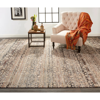 Caprio Transitional Damask Rug - 3961F by Feizy in gray, ivory, tan. Made from polyester, viscose in a unique style.