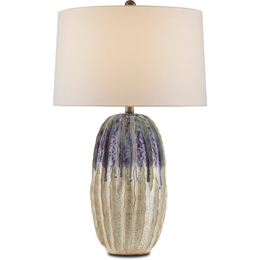 Montmartre Table Lamp by Currey and Company in milk, purple. Made from ceramic in a modern style.