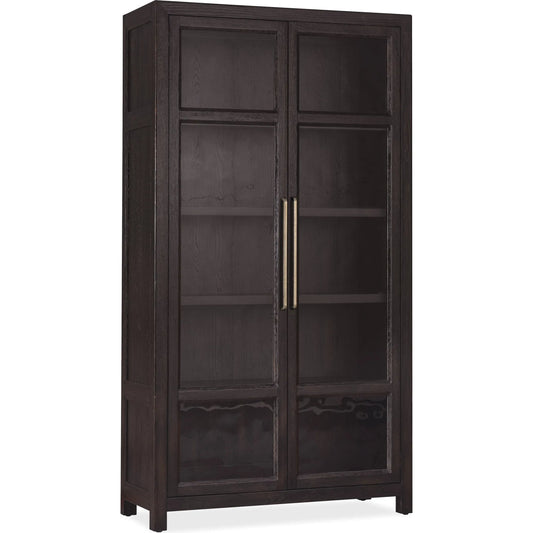 Driftwood Display Cabinet by Hooker Furniture. Made from oak solids, oak veneers, seeded glass, fabric, 100% polyester in a transitional style.