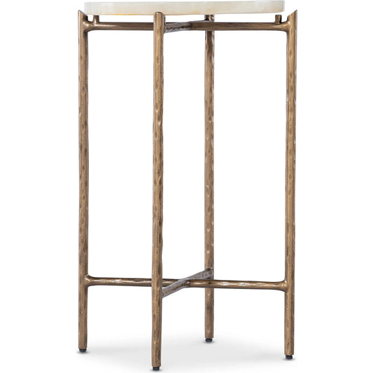 Melange Je Suis Petit Spot Table by Hooker Furniture in gold. Made from metal, onyx in a unique style.