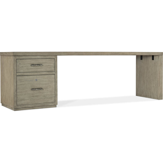 Linville Falls Desk - 96" Top-Small File and 1 Leg by Hooker Furniture in mink. Made from oak veneers in a modern style.