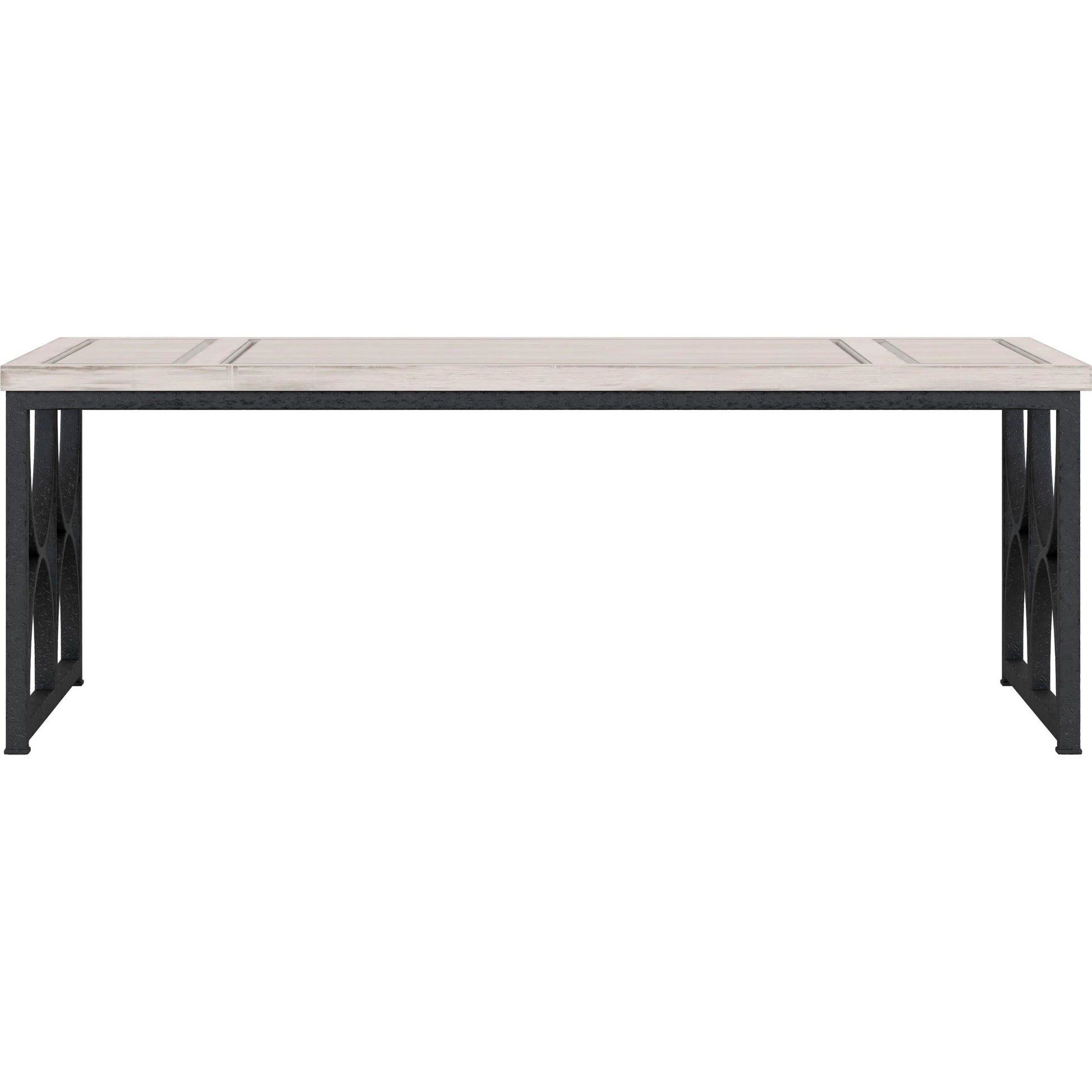 Alcove Metal Cocktail Table by A.R.T. Furniture in belgian ivory, burnished brass. Made from acacia solids, maple veneers, iron in a modern style.