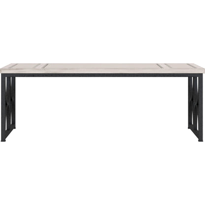 Alcove Metal Cocktail Table by A.R.T. Furniture in belgian ivory, burnished brass. Made from acacia solids, maple veneers, iron in a modern style.