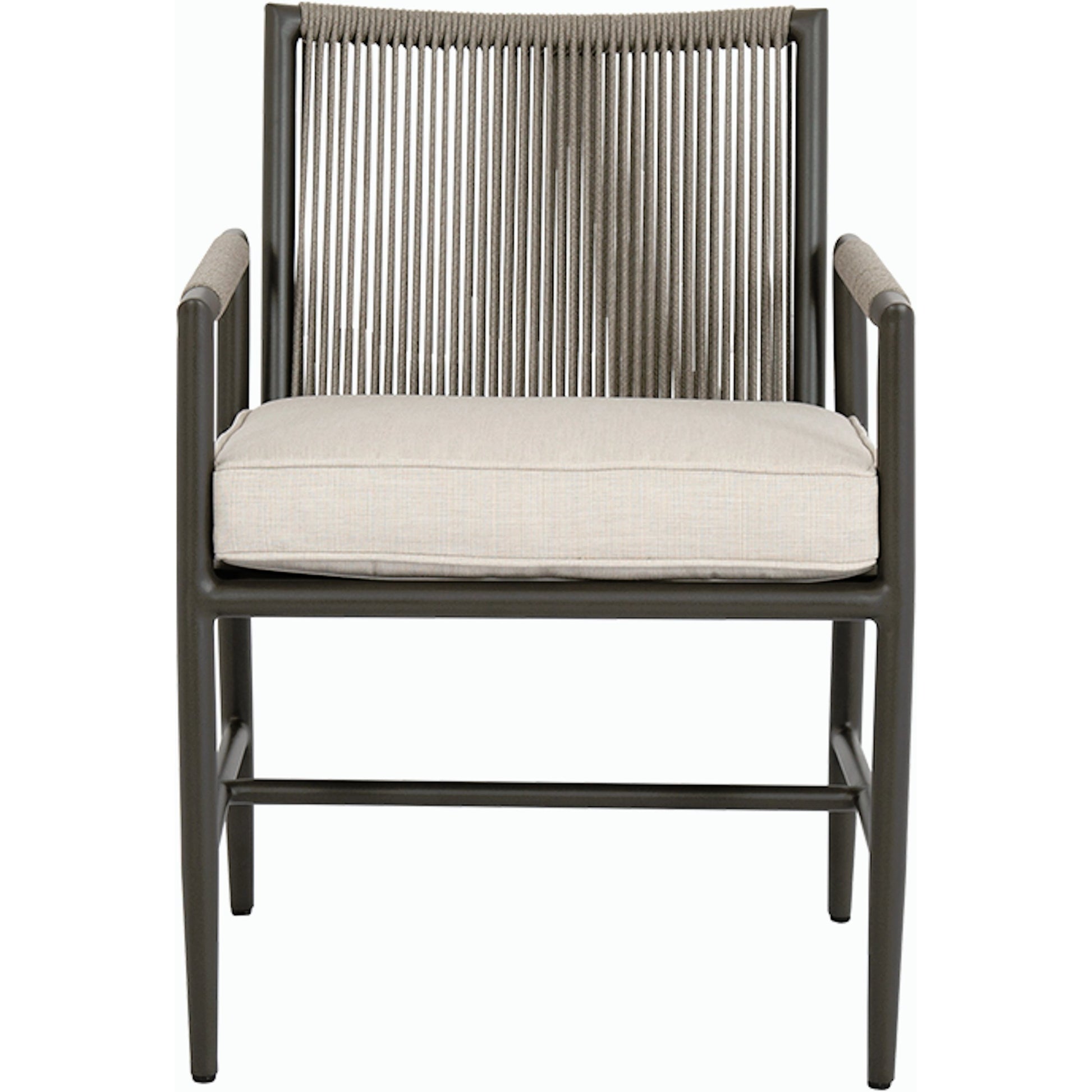 Pietra Outdoor Armless Dining Chair by Sunset West in graphite. Made from olefin rope in a modern style.