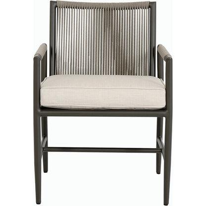 Pietra Outdoor Armless Dining Chair by Sunset West in graphite. Made from olefin rope in a modern style.