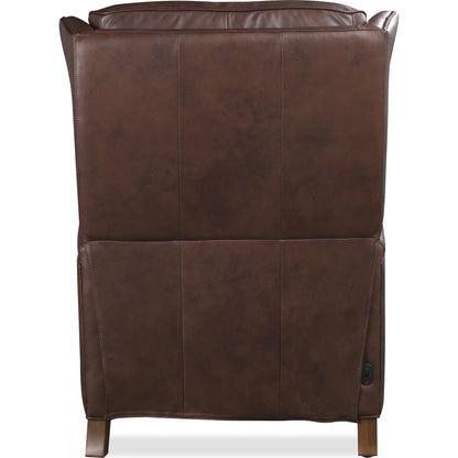 Lansing Power Recliner with Power Headrest by Hooker Furniture in dark wood. Made from leather in a traditional style.