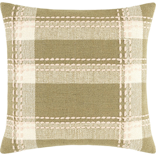 Ouyen Accent Pillow by Surya in sage, cream, blush, taupe. Made from cotton in a transitional style.