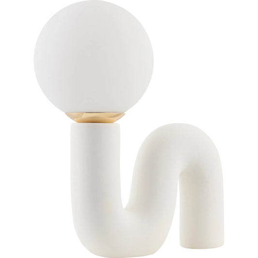 Oyri Accent Table Lamp by Livabliss in white and glazed. Made from ceramic, glass, polystyrene in a unique style.