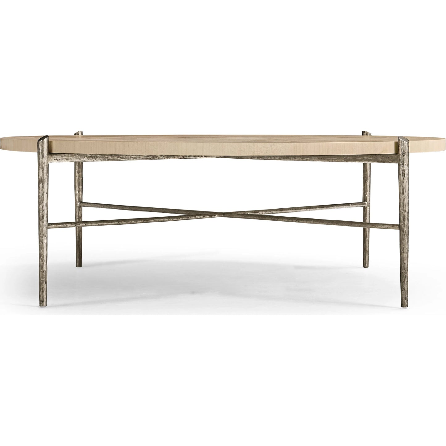 002 SI-2252665 | Additional Silo | Tidepool Round Cocktail Table by Jonathan Charles in beige and natural dyed koto. Made from koto veneer, stainless steel in a transitional style.