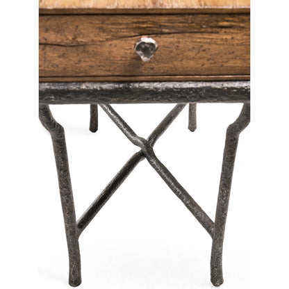 Forge Iron Storage Side Table by Jonathan Charles in cast metal finish. Made from main aluminum in a unique style.