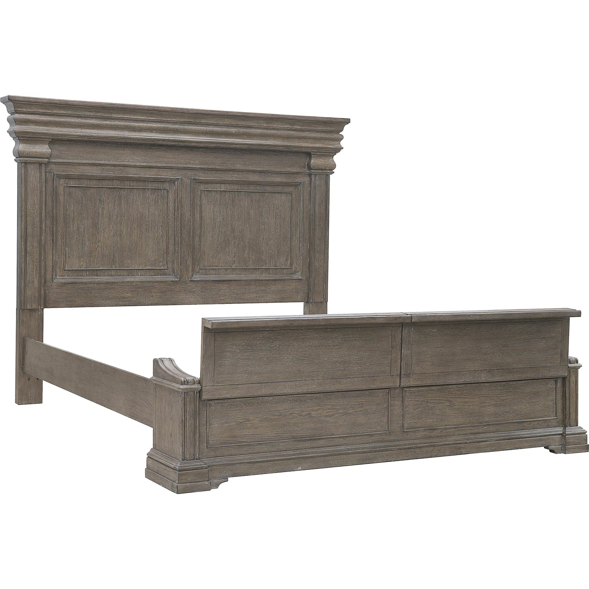 Madison Ridge Bed with Chest Footboard by Pulaski Furniture in natural bark. Made from flat-cut white oak wood veneers in a unique style.
