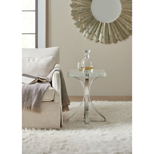 Bubble  Accent Table by Hooker Furniture in chrome. Made from bubble glass, stainless steel in a modern style.