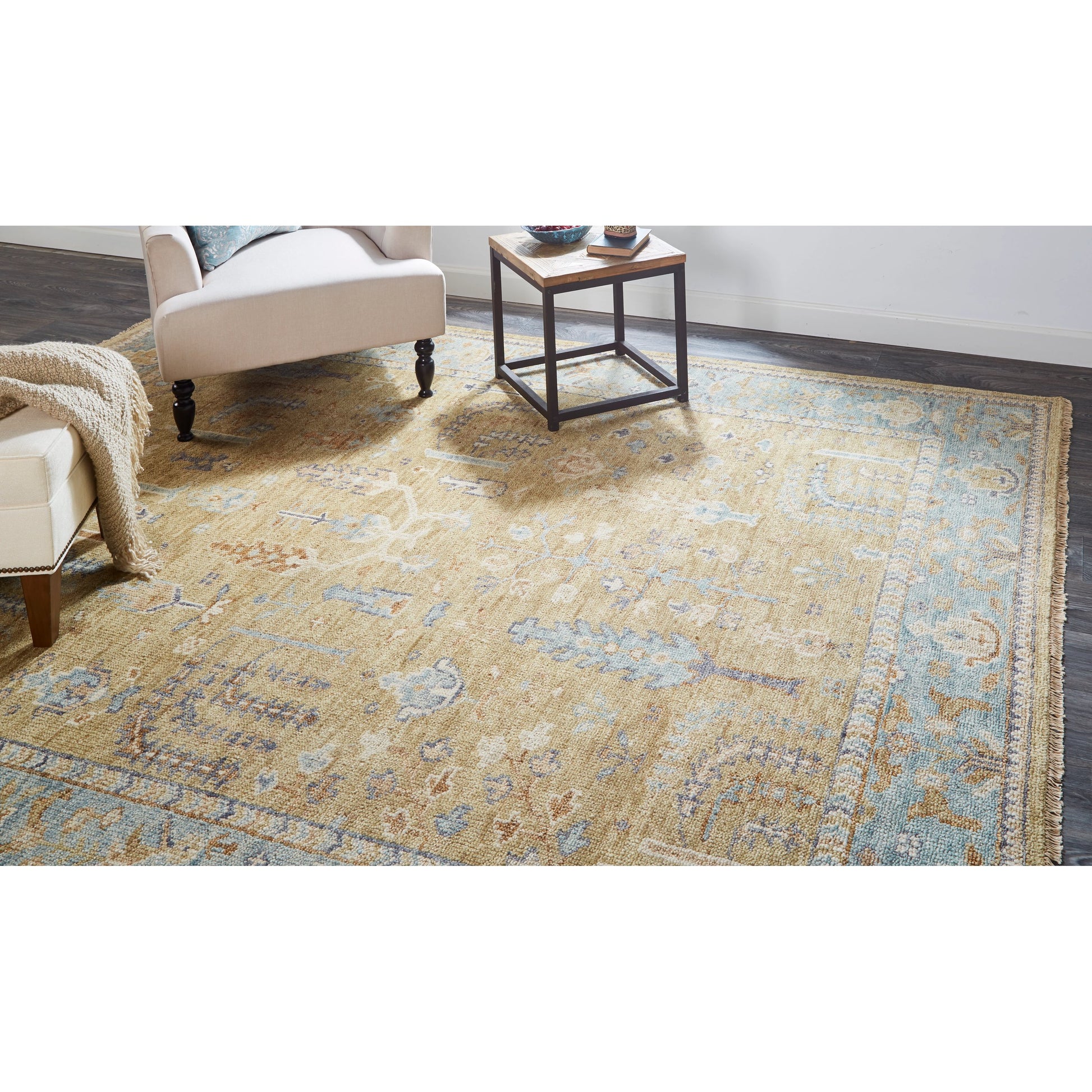 Carrington Traditional Oriental Rug - 6501F by Feizy in gold, blue, gray. Made from wool in a unique style.