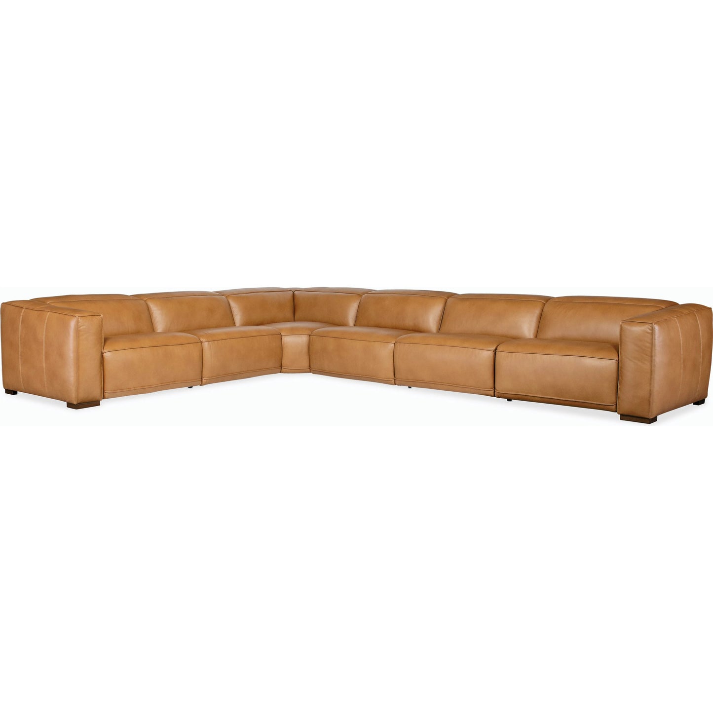 001 SI-2185873 | Primary Silo | Fresco 6 Seat Power Recline Sectional by Hooker Furniture in brown. Made from leather in a traditional style.