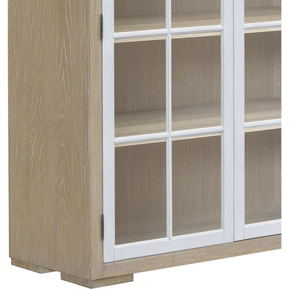 Contemporary 5-Shelf Glass Door Bookcase by Pulaski Furniture in natural wood, white. Made from oak wood veneers in a unique style.