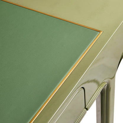 Polly Avo Rectangular Console Table by Jonathan Charles in dor green lacquer. Made from beech in a eclectic & global style.