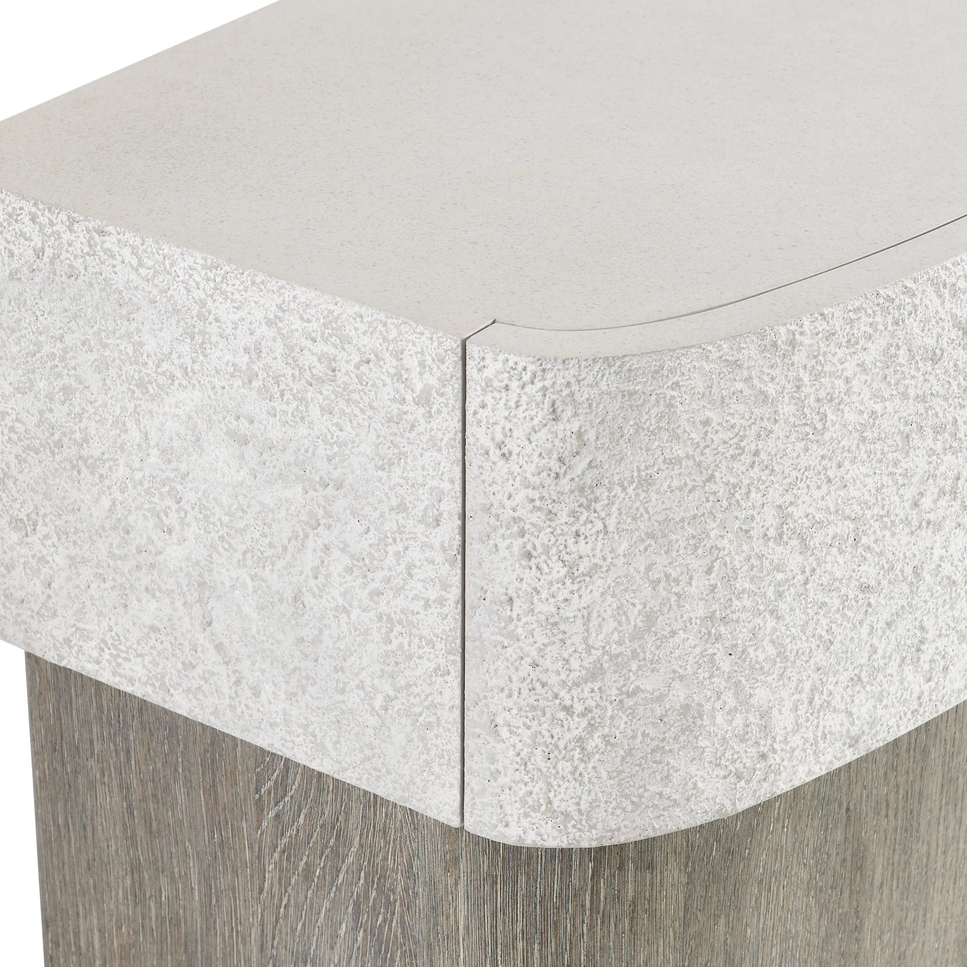 Monolith Nightstand by Bernhardt in millstone, puma. Made from faux stone, wood in a transitional style.