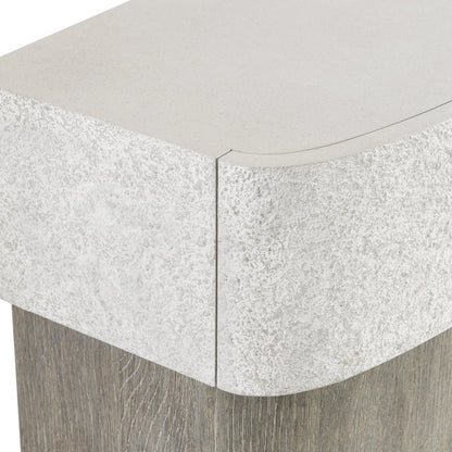 Monolith Nightstand by Bernhardt in millstone, puma. Made from faux stone, wood in a transitional style.