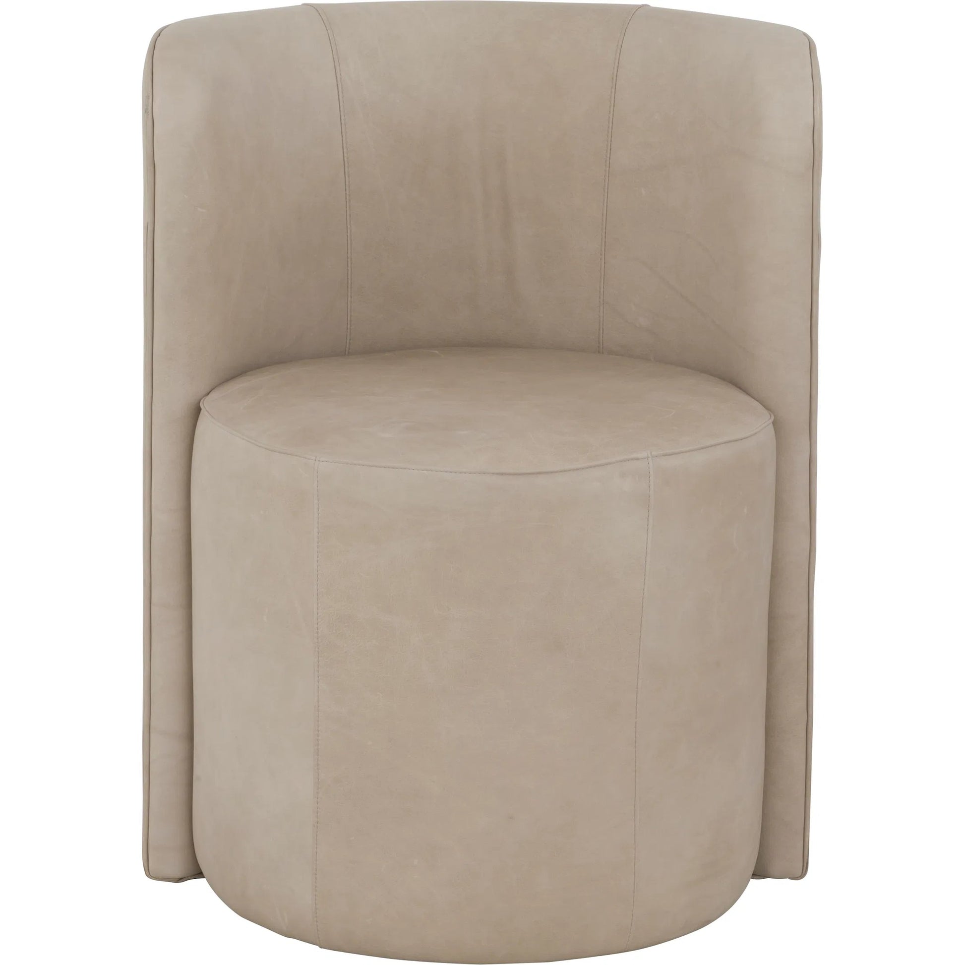 Aristotle Barrell Back Dining Chair by Fairfield Chair in tan and pottery. Made from rubberwood solids in a unique style.