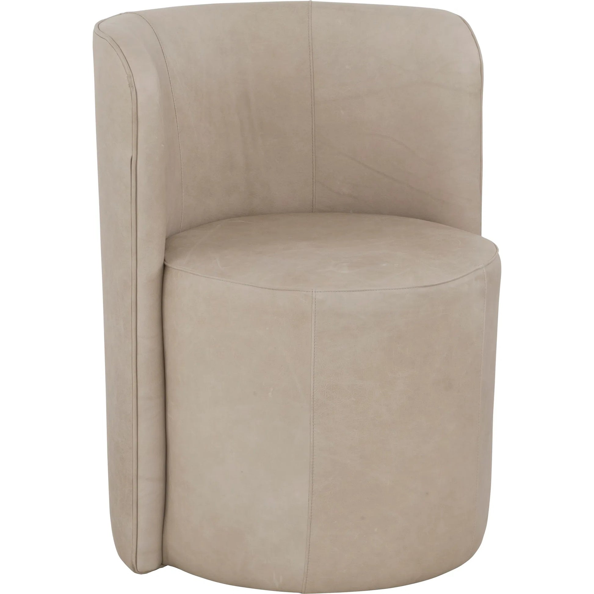Aristotle Barrell Back Dining Chair by Fairfield Chair in tan and pottery. Made from rubberwood solids in a unique style.
