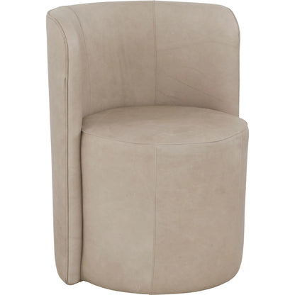 Aristotle Barrell Back Dining Chair by Fairfield Chair in tan and pottery. Made from rubberwood solids in a unique style.