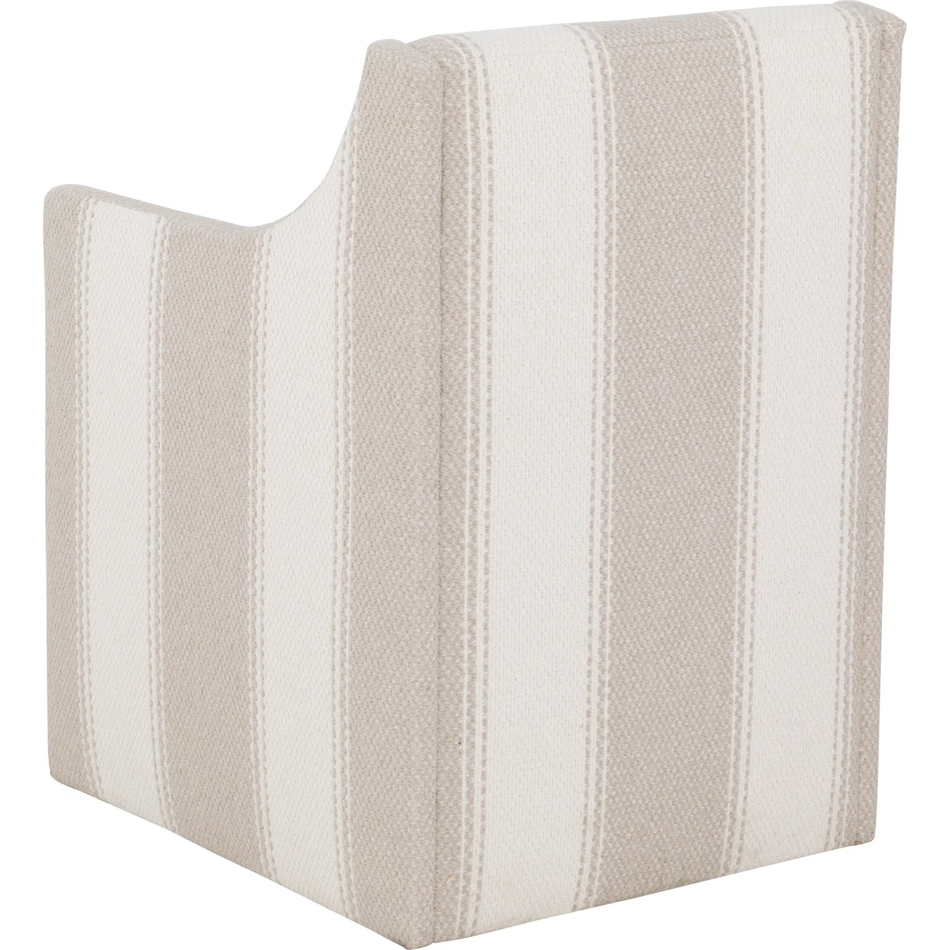 Halston Arm Chair by Fairfield Chair in cream and oatmeal. Made from rubberwood solids in a unique style.