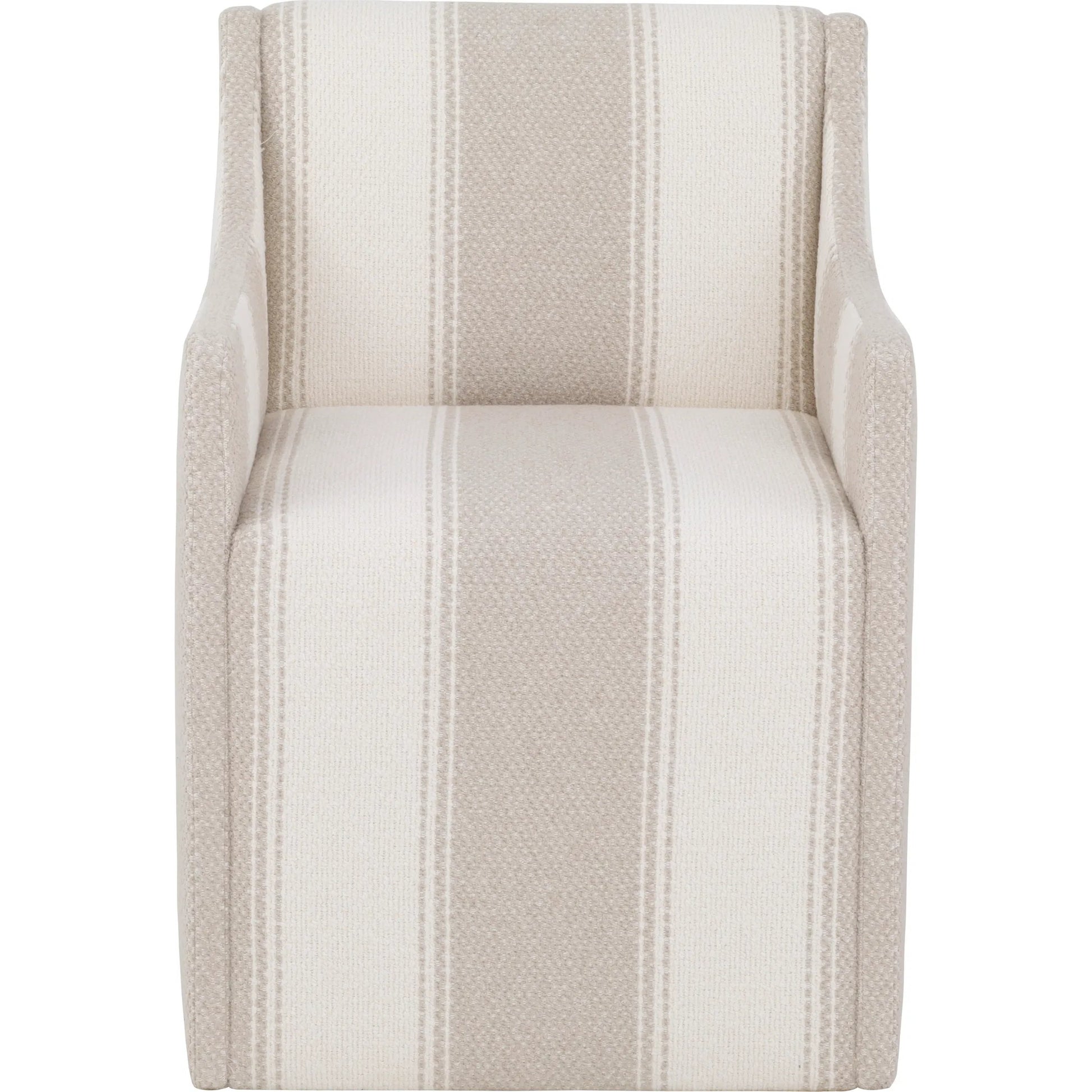 Halston Arm Chair by Fairfield Chair in cream and oatmeal. Made from rubberwood solids in a unique style.