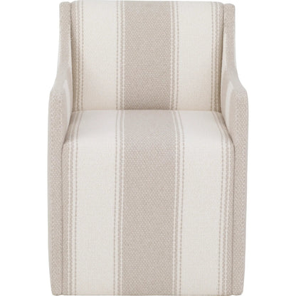 Halston Arm Chair by Fairfield Chair in cream and oatmeal. Made from rubberwood solids in a unique style.