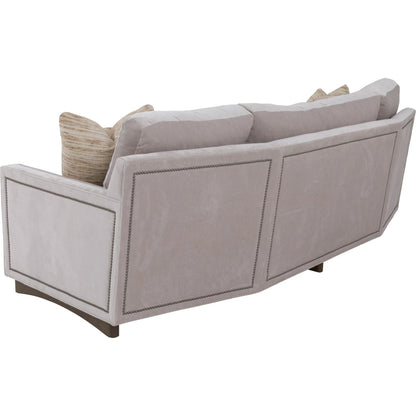 Enzo Sofa w/2 Beach Contrast Pillows by Fairfield Chair in grey and platinum. Made from beech solids in a unique style.