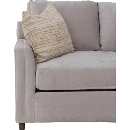 Enzo Sofa w/2 Beach Contrast Pillows by Fairfield Chair in grey and platinum. Made from beech solids in a unique style.