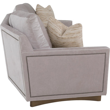 Enzo Sofa w/2 Beach Contrast Pillows by Fairfield Chair in grey and platinum. Made from beech solids in a unique style.