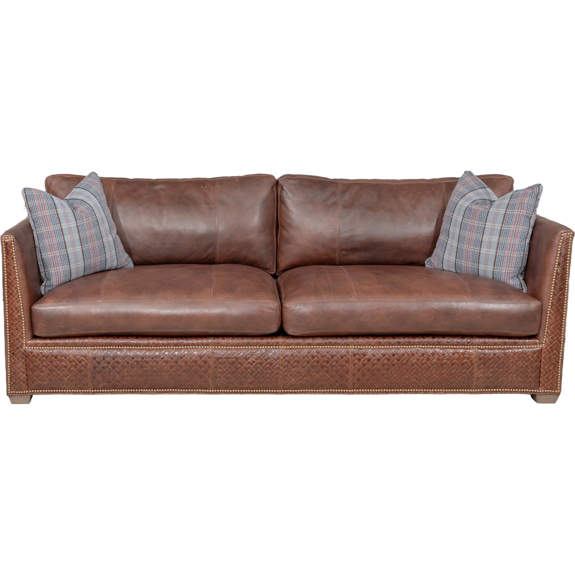 Chesterfield Sofa by Fairfield Chair in brown and caramel. Made from beech solids in a unique style.