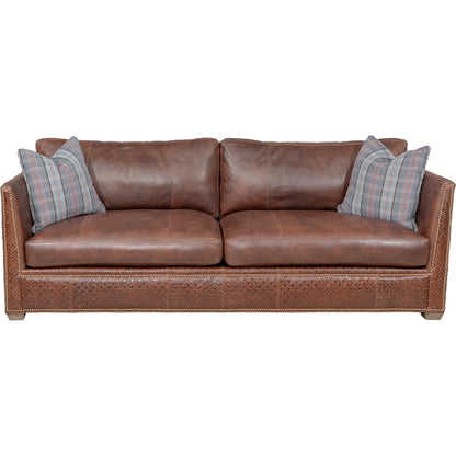 Chesterfield Sofa by Fairfield Chair in brown and caramel. Made from beech solids in a unique style.