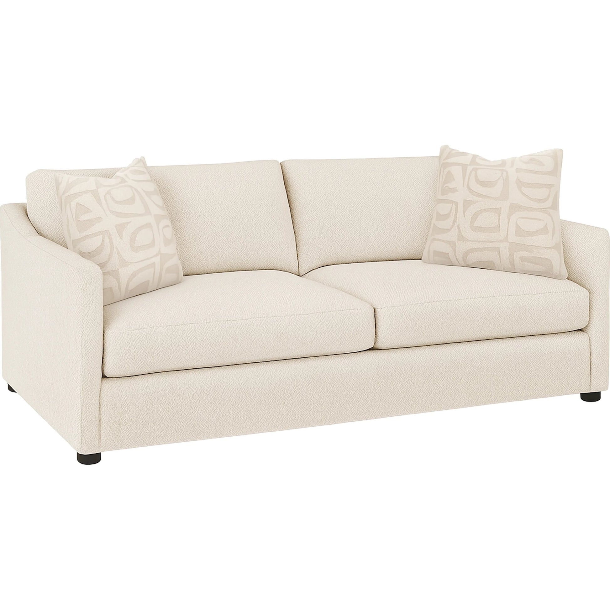 Beckett Demi-Sofa by Fairfield Chair in cream and bisque. Made from unique in a unique style.
