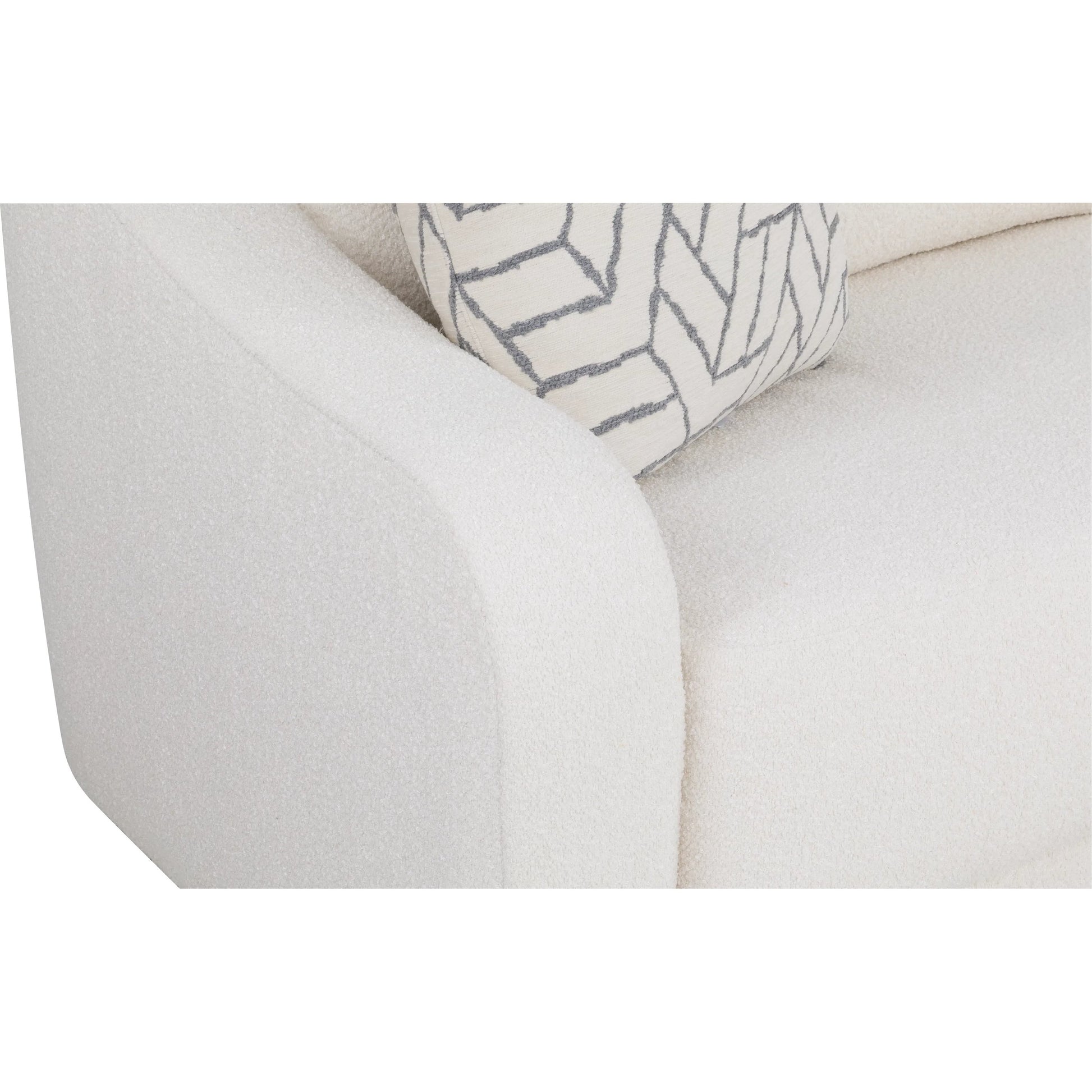 Hollis Sofa by Fairfield Chair in cream and white. Made from beech solids in a unique style.