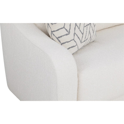 Hollis Sofa by Fairfield Chair in cream and white. Made from beech solids in a unique style.