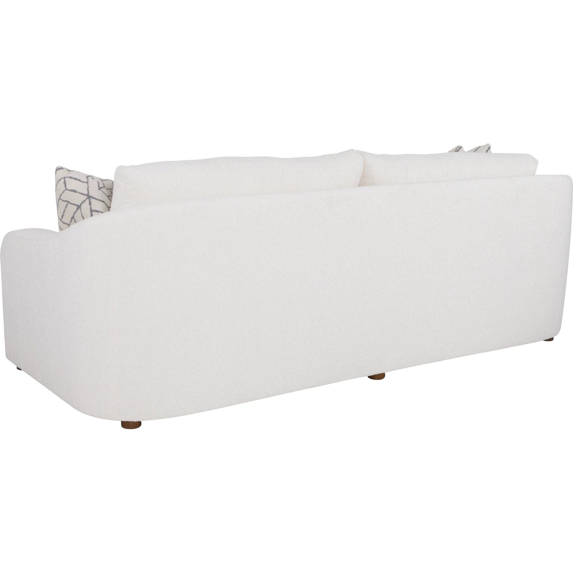 Hollis Grande Sofa by Fairfield Chair in cream and white. Made from beech solids in a unique style.