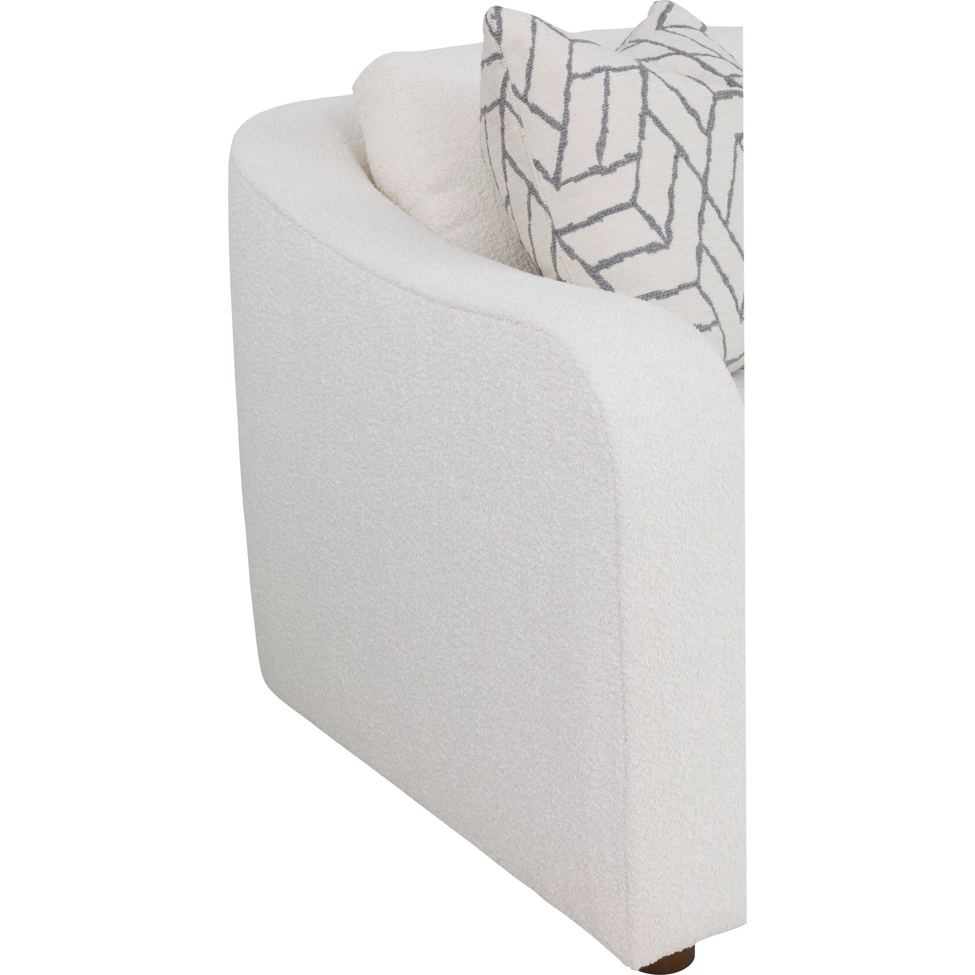 Hollis Grande Sofa by Fairfield Chair in cream and white. Made from beech solids in a unique style.