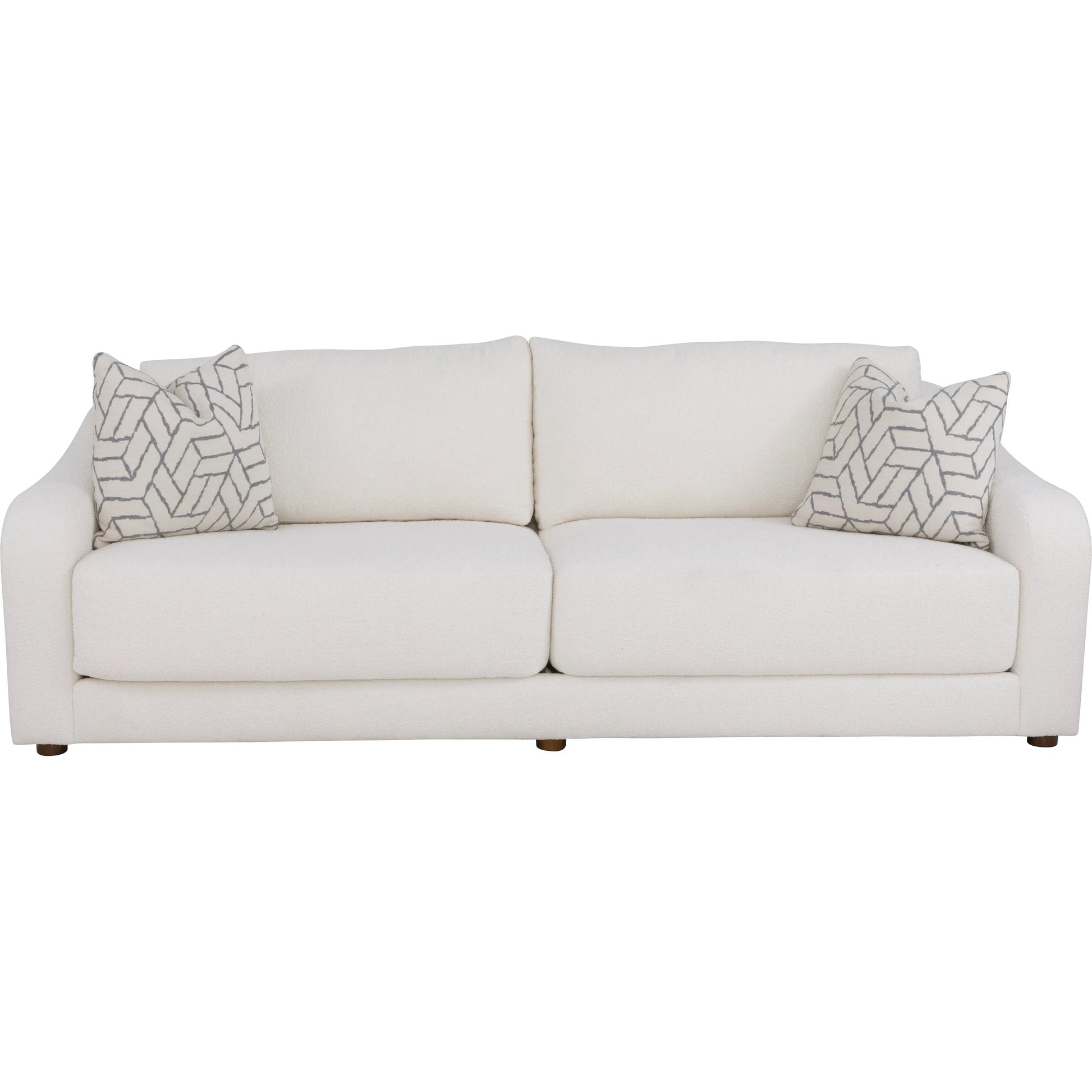 Hollis Grande Sofa by Fairfield Chair in cream and white. Made from beech solids in a unique style.