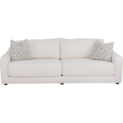 Hollis Grande Sofa by Fairfield Chair in cream and white. Made from beech solids in a unique style.