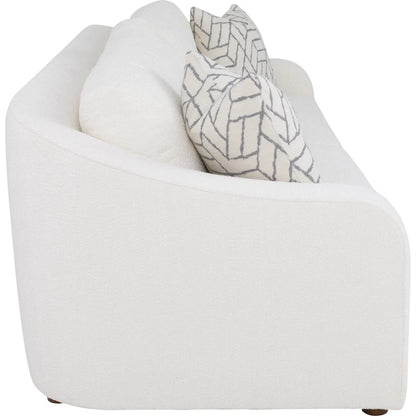 Hollis Grande Sofa by Fairfield Chair in cream and white. Made from beech solids in a unique style.