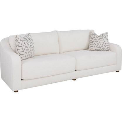 Hollis Grande Sofa by Fairfield Chair in cream and white. Made from beech solids in a unique style.