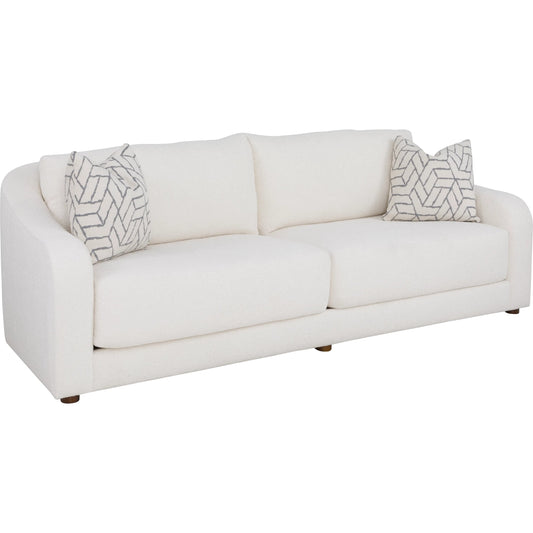 Hollis Grande Sofa by Fairfield Chair in cream and white. Made from beech solids in a unique style.
