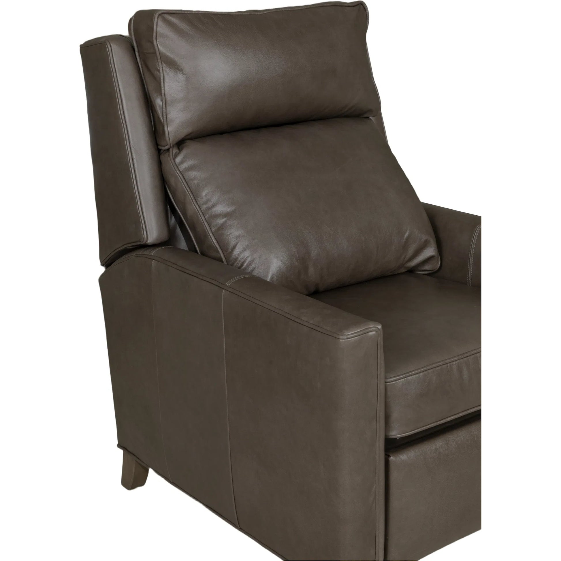 Beth Page Manual Push Back Recliner by Fairfield Chair in dark brown. Made from beech solids in a unique style.