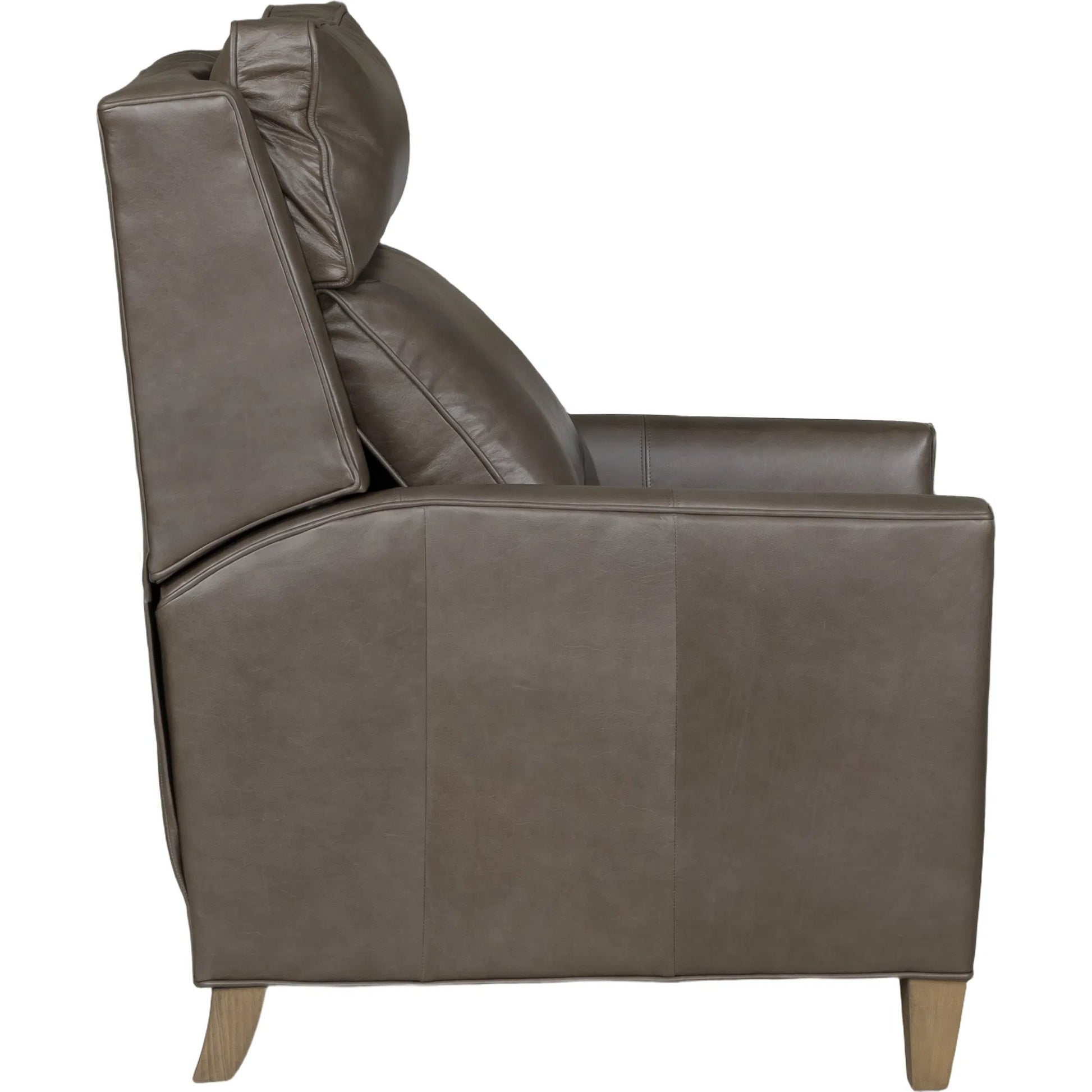 Beth Page Manual Push Back Recliner by Fairfield Chair in dark brown. Made from beech solids in a unique style.