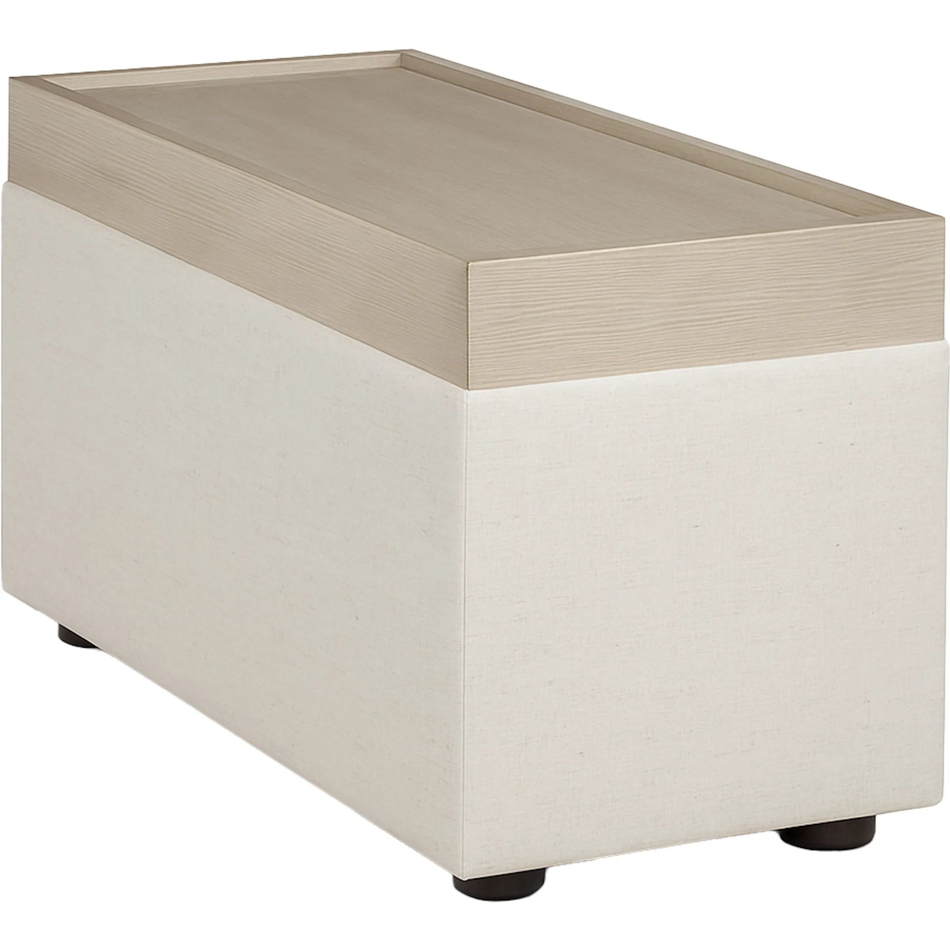 Libby Langdon Francis Upholstered Table Ottoman by Fairfield Chair in cream and ivory. Made from ash solids, veneers in a unique style.