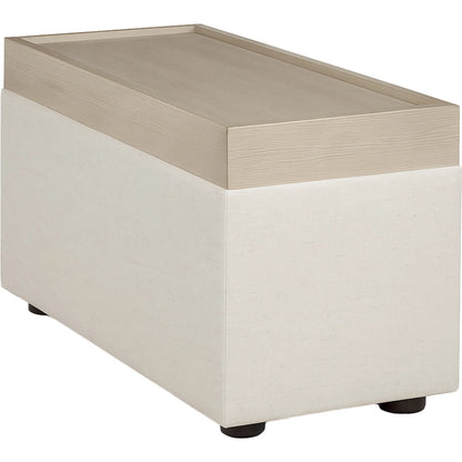Libby Langdon Francis Upholstered Table Ottoman by Fairfield Chair in cream and ivory. Made from ash solids, veneers in a unique style.